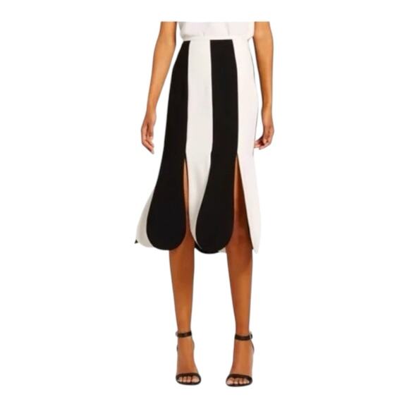 Victoria Beckham for Target Black and White Scallop Midi Tulip Hem Skirt Size 10 - Picture 1 of 11